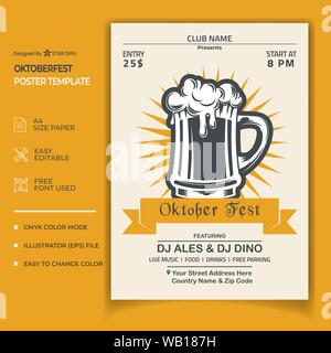 Oktoberfest poster or flyer template Stock Vector