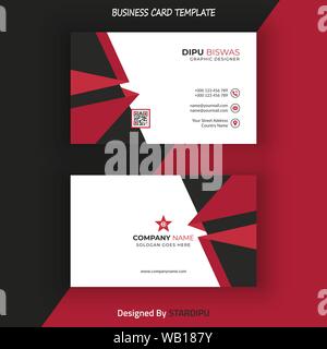 Red and black stylish business card Stock Vector