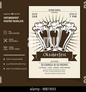 Oktoberfest poster or flyer template Stock Vector