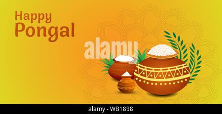 Abstract happy pongal background Stock Vector