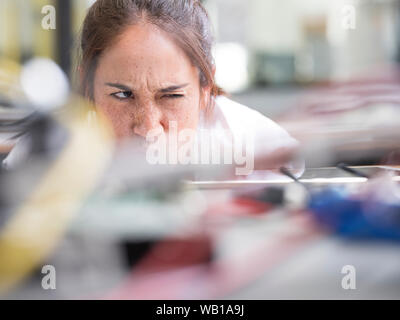 Female technician working in research laboratory Stock Photo
