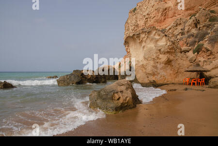 Sidi Elbachir Beach in a beautiful summer day in Morocco Stock Photo