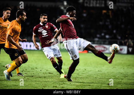 Turin, Italy. 22nd Aug, 2019. Aina of Torino FC during the UEFA Europa League playoff round football match between Torino FC and Wolverhampton Wanderers FC.Wolverhampton Wanderers FC won 2-3 at Stadio Olimpico Grande Torino in Italy Turin (Photo by Alberto Gandolfo/Pacific Press) Credit: Pacific Press Agency/Alamy Live News Stock Photo