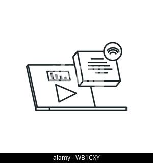 laptop computer with media player technology vector illustration design Stock Vector