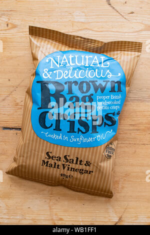 Brown Bag Crisps - sea salt and malt vinegar Stock Photo
