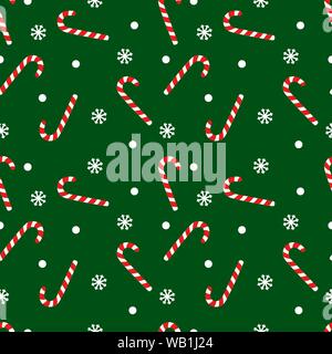 Vector seamless pattern with candy cane sweet sticks. Christmas or New Year festive background. Template for wrapping paper, gift, fabric or textile. Stock Vector