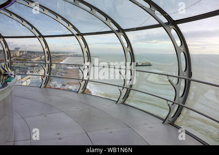 The observation area of the Brighton i360 tourist attraction. Stock Photo