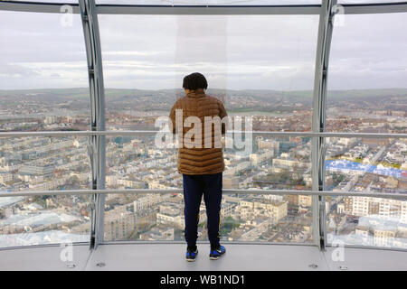The observation area of the Brighton i360 tourist attraction. Stock Photo