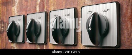 Retro toggle switch ON OFF isolated on white background. 3d ...