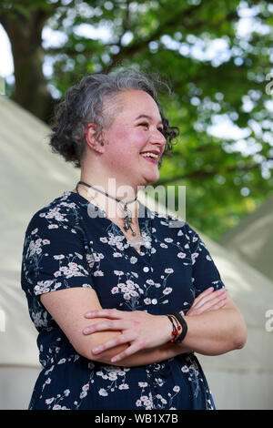 Edinburgh, UK. 23 August 2019. New Zealand playwright,  Whiti Hereaka attends a photo call at Edinburgh International Book Festival. Pako Mera/Alamy Live News Stock Photo