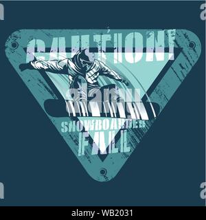 Snowboarder at jump on graphics background Stock Vector