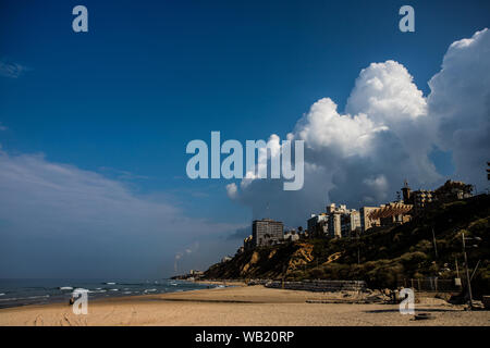 clouds over the beach from Tel Aviv Stock Photo