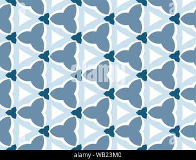 Vector seamless geometric pattern. In blue color tones and white color. Stock Vector
