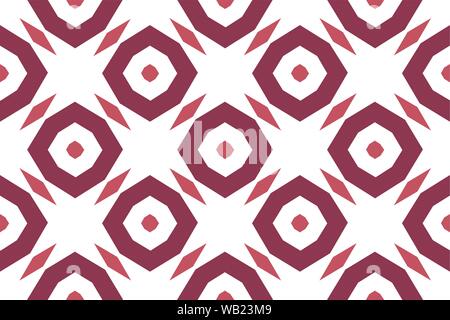 Vector seamless geometric pattern. Shaped brown octagonals and diamonds on white background. Stock Vector