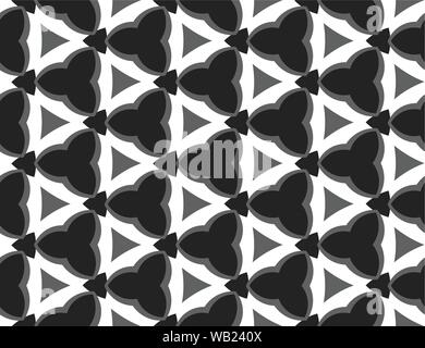Vector seamless geometric pattern. In black, grey and white colors. Stock Vector