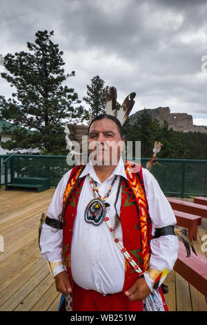 Native American man in Costume at the Crazy Horse Monument Black Hills South Dakota USA Stock Photo