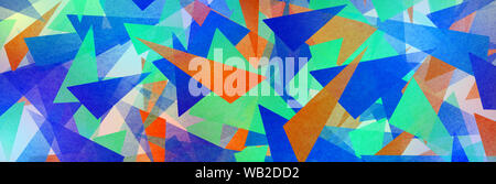 illustration of triangles and angled shapes,  colorful abstract background with geometric elements, panoramic image Stock Photo