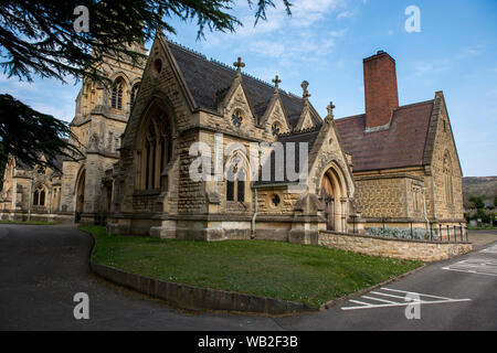 Cheltenham Cemetery Chapel and Crematorium, Gloucestershire (Now disused). Image taken 31st March 2019 Stock Photo