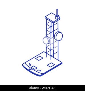 communication antena with designer tablet vector illustration design Stock Vector