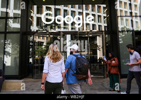 London, UK. 23rd Aug, 2019. The exterior view of the entrance to the global internet search company Google office in London. Credit: Dinendra Haria/SOPA Images/ZUMA Wire/Alamy Live News Stock Photo