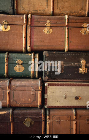 Retro luggages bag background Stock Photo