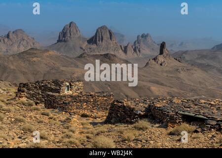 Water system on top of Assekrem, Tamanrasset, Hoggar mountains, Algeria Stock Photo