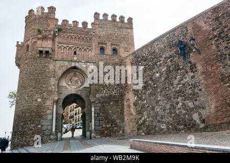 TOLEDO, SPAIN - APRIL 24, 2018: The ancient Sun Gate (Puerta del Sol) in Toledo. Stock Photo
