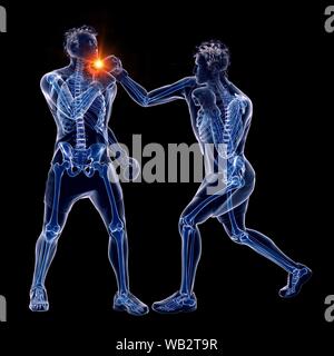 Two men boxing, computer illustration. Stock Photo