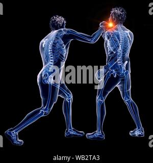 Two men boxing, computer illustration. Stock Photo