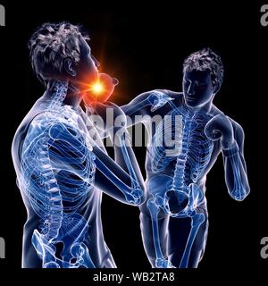 Two men boxing, computer illustration. Stock Photo