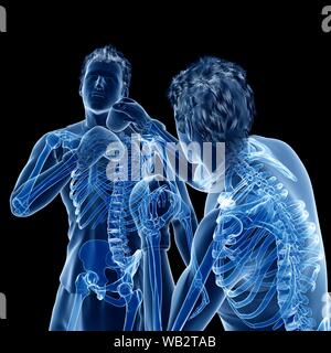 Two men boxing, computer illustration. Stock Photo