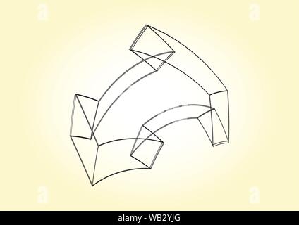 Double sided wireframed arrow - Vector file Stock Vector