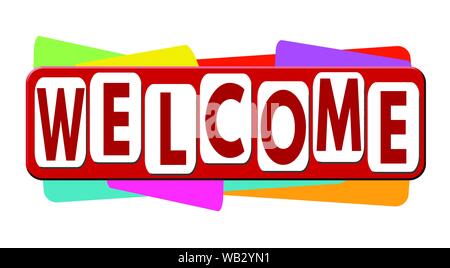 Welcome banner or label for business promotion on white background,vector illustration Stock Vector