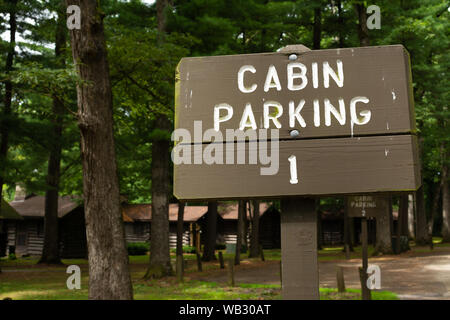 Cabin Parking Sign In White Pines Forest State Park Mt Morris