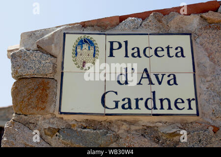 Placeta d' Ava Gardner or in English: Ava Gardner.'s square. Photographed in Tossa De Mar, Spain Stock Photo