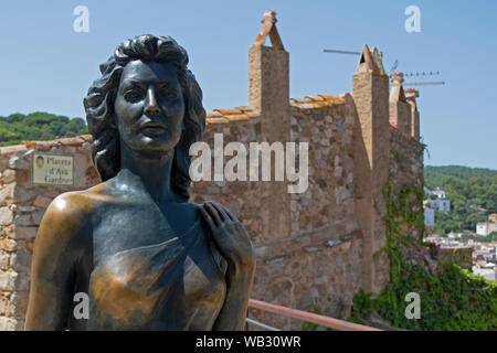 Statue of Ava Gardner in the old village of Tossa De Mar, Spain Stock Photo