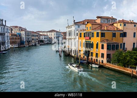 The Grand Canal (Canal Grande) looking west from the Ponte dell'Accademia bridge, Venice, Italy Stock Photo