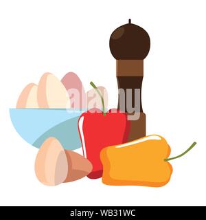 shaker pepper eggs preparation cooking vector illustration Stock Vector ...