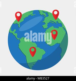globe with destination pin vector illustration Stock Vector