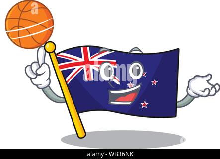 With basketball flag new zealand on the mascot Stock Vector