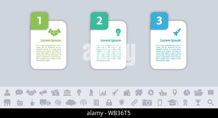 Business infographic design template with 3 steps or options using for process diagram, workflow layout, flow chart, infograph and banner Stock Vector