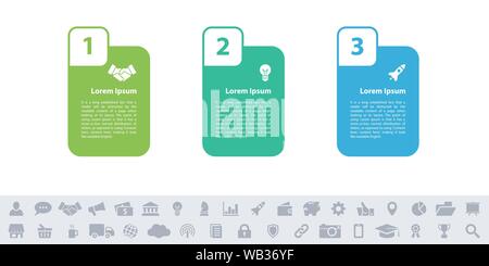 Business infographic design template with 3 steps or options using for process diagram, workflow layout, flow chart, infograph and banner Stock Vector