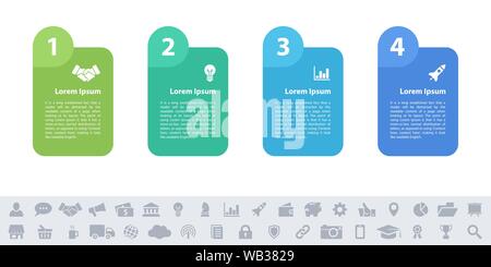 Business infographic design template with 4 steps or options using for process diagram, workflow layout, flow chart, infograph and banner Stock Vector