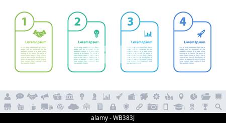 Business infographic design template with 4 steps or options using for process diagram, workflow layout, flow chart, infograph and banner Stock Vector