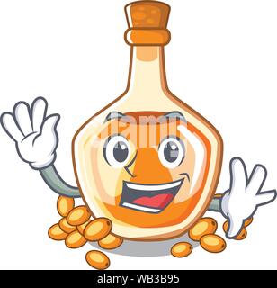 Waving sea buckthorn oil isolated on mascot Stock Vector