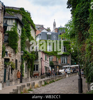 France, Paris, August, 16-2019, Tourists visiting Montmartre district, Paris Stock Photo