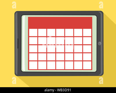 Illustration of a Blank Calendar Template Inside a Tablet Computer. Digital Calendar Stock Photo