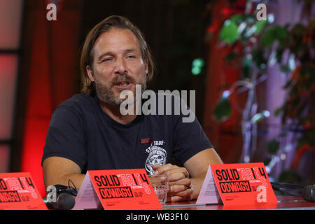 Gdansk, Poland 23rd, August 2019 Film director Xawery Zulawski is seen during the debate about freedom of artists in Gdansk, Poland on 23 August 2019 . 11th edition of Solidarity of Arts Festival has invited artists who are motivated by courage. This yearÕs SOFA has a symbolic hero: Oleg Sentsov, a Ukrainian film director accused by RussiaÕs services of terrorism and sentenced to 20 years in a Siberian labour camp.  © Vadim Pacajev / Alamy Live News Stock Photo