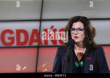 Gdansk, Poland 23rd, August 2019 Mayor of Gdansk Aleksandra Dulkiewicz  is seen during the debate about freedom of artists in Gdansk, Poland on 23 August 2019 . 11th edition of Solidarity of Arts Festival has invited artists who are motivated by courage. This yearÕs SOFA has a symbolic hero: Oleg Sentsov, a Ukrainian film director accused by RussiaÕs services of terrorism and sentenced to 20 years in a Siberian labour camp  © Vadim Pacajev / Alamy Live News Stock Photo
