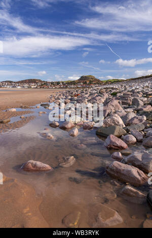 Beach at Conwy Morfa, North Wales, overlooking Deganwy Stock Photo